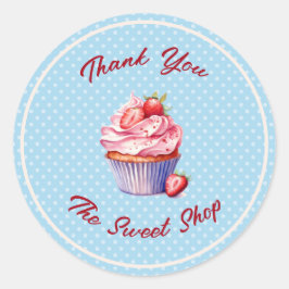 Bewerkbare bakkerij bedankstickers | Cupcake-logo  Ronde Sticker