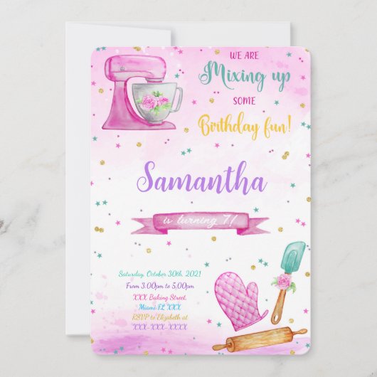 Bewerkbare Bakuitnodiging voor verjaardag Kaart (Voorkant)