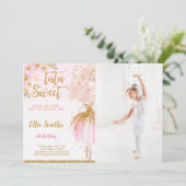 Bewerkbare Ballerina Foto Uitnodiging (Staand voorkant)