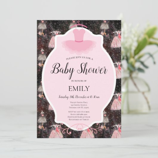 Bewerkbare ballerina uitnodiging (Staand voorkant)