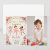 Bewerkbare Ballerina verjaardagsuitnodiging voor m Kaart (Voorkant / Achterkant)