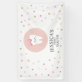 Bewerkbare banner voor de First Tooth party. (Verticaal)