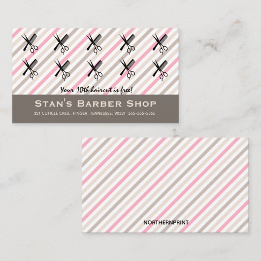 Bewerkbare Barber Shop Loyalty Rewards Kaart (Voorkant / Achterkant)