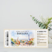 Bewerkbare Barcelona Plane Boarding Pass Ticket Kaart (Staand voorkant)
