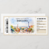 Bewerkbare Barcelona Plane Boarding Pass Ticket Kaart (Voorkant / Achterkant)