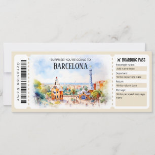 Bewerkbare Barcelona Plane Boarding Pass Ticket Kaart