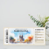 Bewerkbare Barcelona Spanje vliegtuig instapkaart Kaart (Staand voorkant)