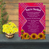 Bewerkbare Barnyard BBQ Cookout Nodig Gingham Red Kaart