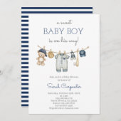 Bewerkbare Baseball Baby shower Boy Kaart (Voorkant / Achterkant)