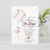 Bewerkbare Baseball Baby shower Rookie Baby Sprink Kaart (Staand voorkant)