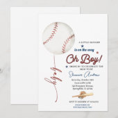 Bewerkbare Baseball Baby shower Rookie Baby Sprink Kaart (Voorkant / Achterkant)