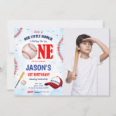 Bewerkbare Baseball Foto Uitnodiging (Voorkant)