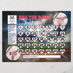 Bewerkbare Baseball Kalender Fundraiser Flyer Kaart