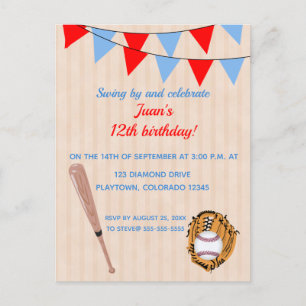 Bewerkbare Baseball Softball Verjaardag Uitnodiging Briefkaart