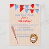 Bewerkbare Baseball Softball Verjaardag Uitnodiging Briefkaart (Voorkant)