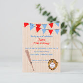 Bewerkbare Baseball Softball Verjaardag Uitnodiging Briefkaart (Staand voorkant)