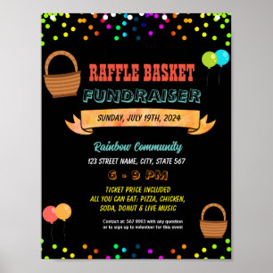 Bewerkbare Basket Raffle Fundraiser Flyer Poster