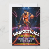 Bewerkbare basketbal verjaardagsuitnodiging flyer kaart (Voorkant)