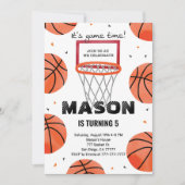 Bewerkbare basketbal verjaardagsuitnodiging kaart (Voorkant)