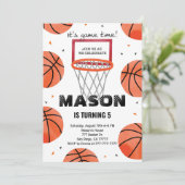 Bewerkbare basketbal verjaardagsuitnodiging kaart (Staand voorkant)