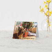Bewerkbare Basset Hound Lover Dog Christmas Kaart (Gele Bloem)