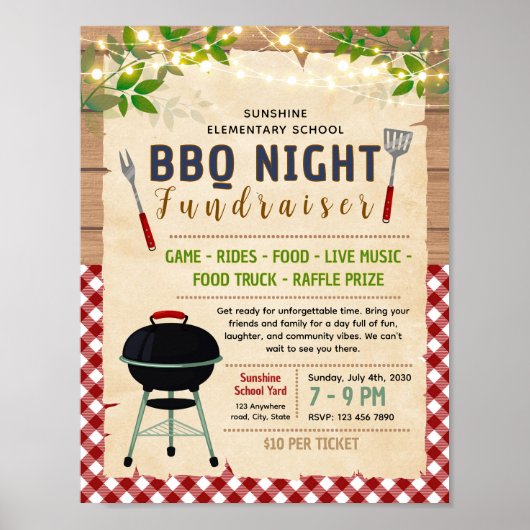 Bewerkbare bbq fondsenwervingsflyer poster (Voorkant)