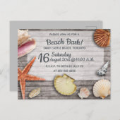 Bewerkbare Beach Bash Shells Party Uitnodiging (Voorkant / Achterkant)