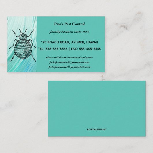 Bewerkbare Bed Bug ongediertebestrijding Visitekaartje (Voorkant / Achterkant)