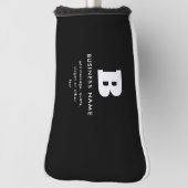 Bewerkbare bedrijfsnaam en slogan | Zwart & Wit Golfheadcover (Draai 90)