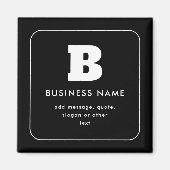 Bewerkbare bedrijfsnaam en slogan | Zwart & Wit Magneet (Voorkant)