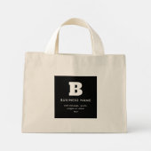 Bewerkbare bedrijfsnaam en slogan | Zwart & Wit Mini Tote Bag (Achterkant)