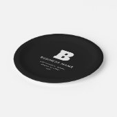 Bewerkbare bedrijfsnaam en slogan | Zwart & Wit Papieren Bordje (Gekanteld)