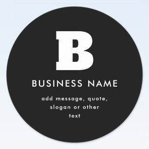 Bewerkbare bedrijfsnaam en slogan Zwart & Wit Ronde Sticker
