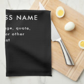 Bewerkbare bedrijfsnaam en slogan | Zwart & Wit Theedoek (Quarter Fold)