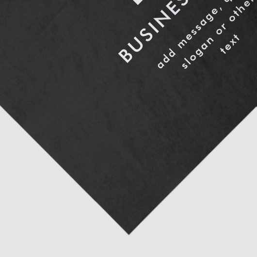 Bewerkbare bedrijfsnaam en slogan | Zwart & Wit Tissuepapier (Detail)