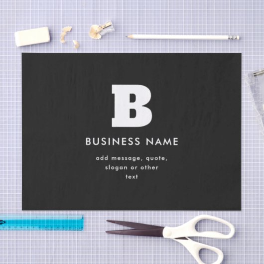 Bewerkbare bedrijfsnaam en slogan | Zwart & Wit Tissuepapier (Craft)