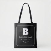 Bewerkbare bedrijfsnaam en slogan | Zwart & Wit Tote Bag (Voorkant)