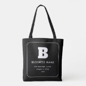 Bewerkbare bedrijfsnaam en slogan | Zwart & Wit Tote Bag (Achterkant)