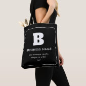 Bewerkbare bedrijfsnaam en slogan | Zwart & Wit Tote Bag (Dichtbij)