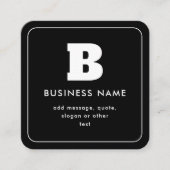 Bewerkbare bedrijfsnaam en slogan | Zwart & Wit Vierkante Visitekaartje (Voorkant)