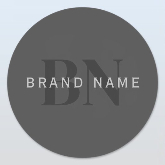 Bewerkbare bedrijfsnaam (of andere tekst) Grijs Ronde Sticker