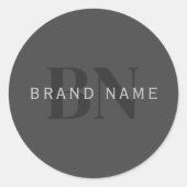 Bewerkbare bedrijfsnaam (of andere tekst) Grijs Ronde Sticker (Voorkant)