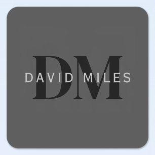 Bewerkbare bedrijfsnaam (of andere tekst) Grijs Vierkante Sticker