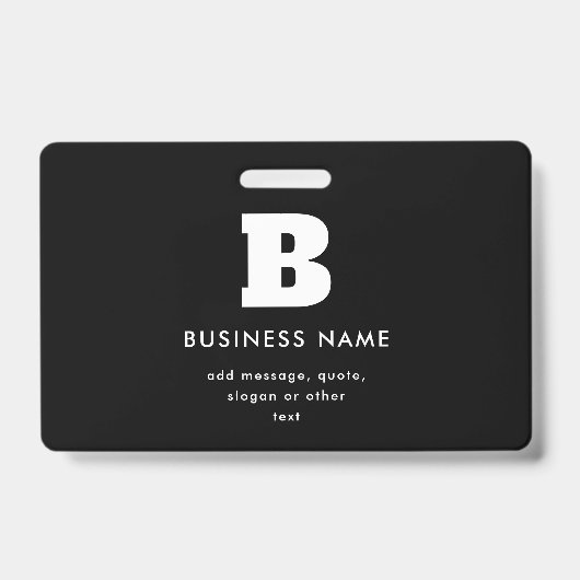 Bewerkbare bedrijfsnaam & slogan | Zwart & Wit Badge (Voorzijde)