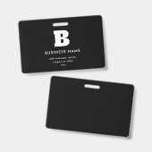 Bewerkbare bedrijfsnaam & slogan | Zwart & Wit Badge (Voor- en achterkant)