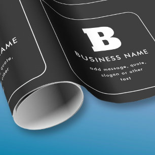 Bewerkbare bedrijfsnaam & slogan Zwart & Wit Cadeaupapier