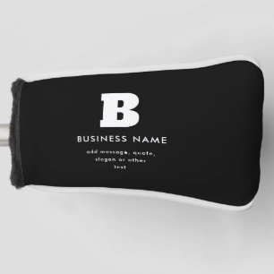 Bewerkbare bedrijfsnaam & slogan Zwart & Wit Golfheadcover