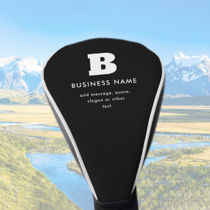 Bewerkbare bedrijfsnaam & slogan Zwart & Wit Golfheadcover