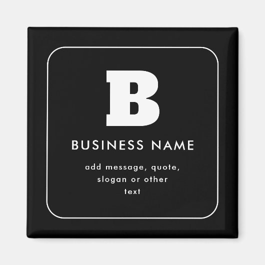 Bewerkbare bedrijfsnaam & slogan | Zwart & Wit Magneet (Voorkant)