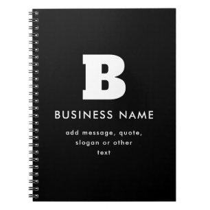 Bewerkbare bedrijfsnaam & slogan Zwart & Wit Notitieboek